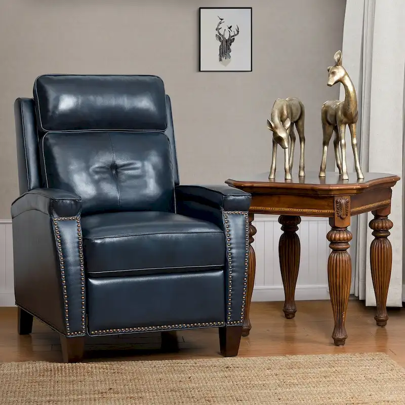 Gaspar Mid-Century  Pushback Recliner with Nailhead Trim by