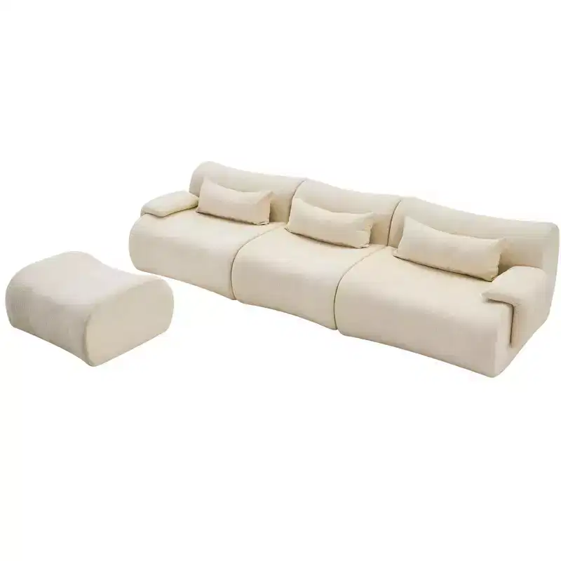 GDFStudio Yugi Modern 117 3-Seater Boneless Sectional Sofa with Curved Armrests and Streamlined Design