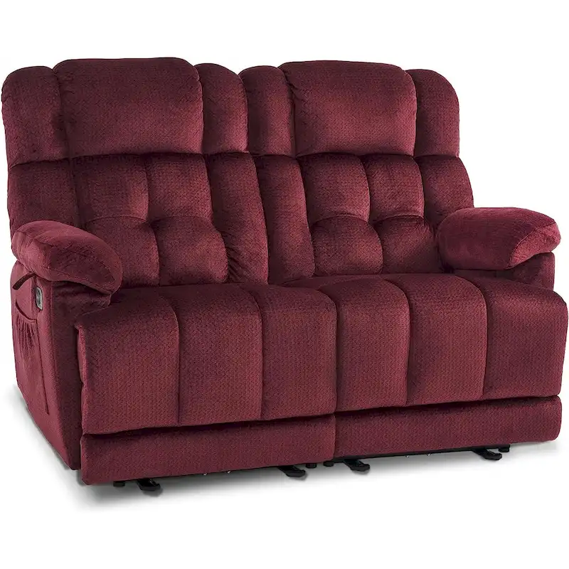 Power Reclining Loveseat, Red/Grey/Beige/Blue/Brown, Heat & Massage, Seats 2
