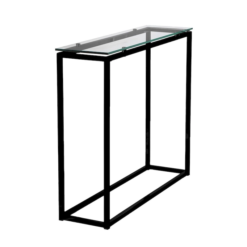 HomeRoots 36 Clear and Silver Glass Sled Console Table