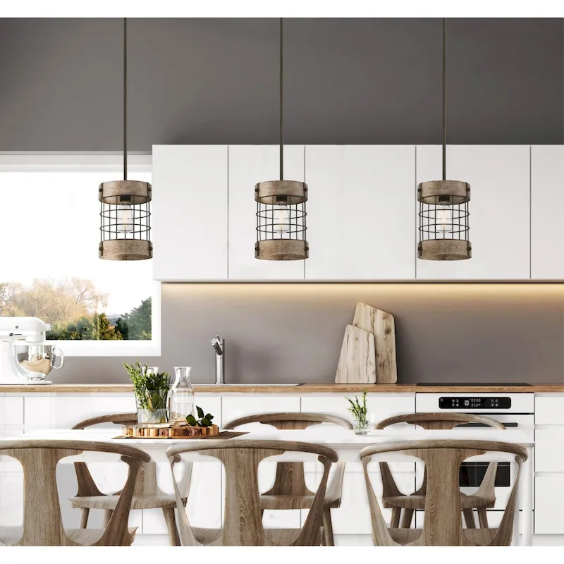 Westinghouse Lighting Langston One-Light Oil Rubbed Bronze and Vintage Pine Indoor Pendant