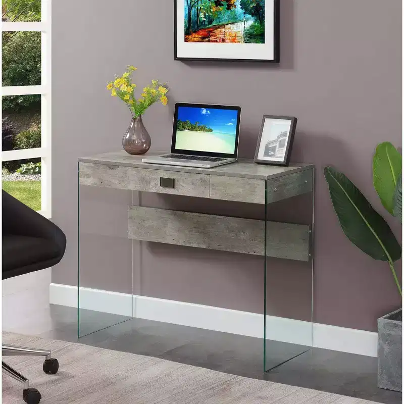 36 Breighton Home Uptown Glass Desk with Drawer