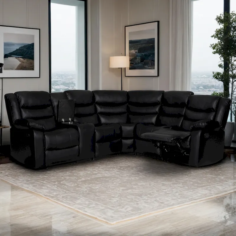 106 Manual Reclining Modular Sectional Couch with 1 Console & 2 Cup Holders, Living Room/Office