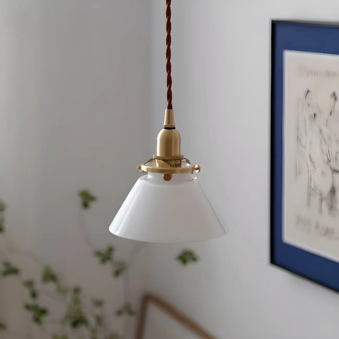 Minimalist Tapered Clear Glass Brass Pendant Light