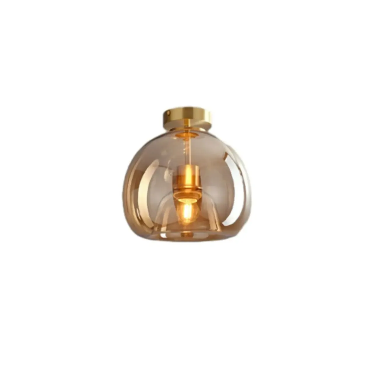 Modern Mini Clear Smoke Glass Dome Semi Flush Ceiling Light