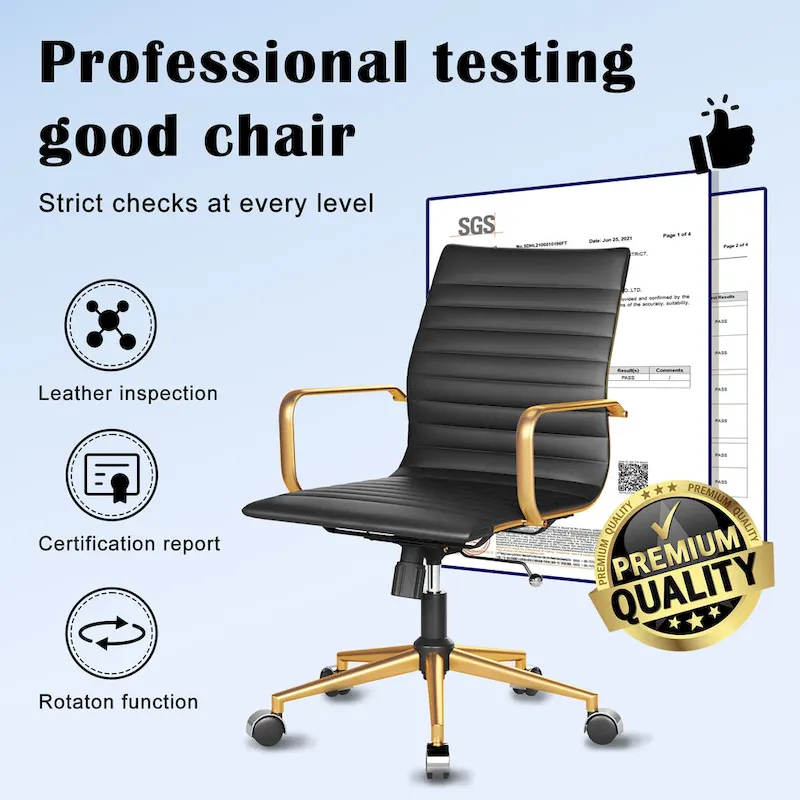 CAROCC Ribbed Computer Office Chair Swivel Lift tilt function Ergonomic Premium Leather Desk Armchair