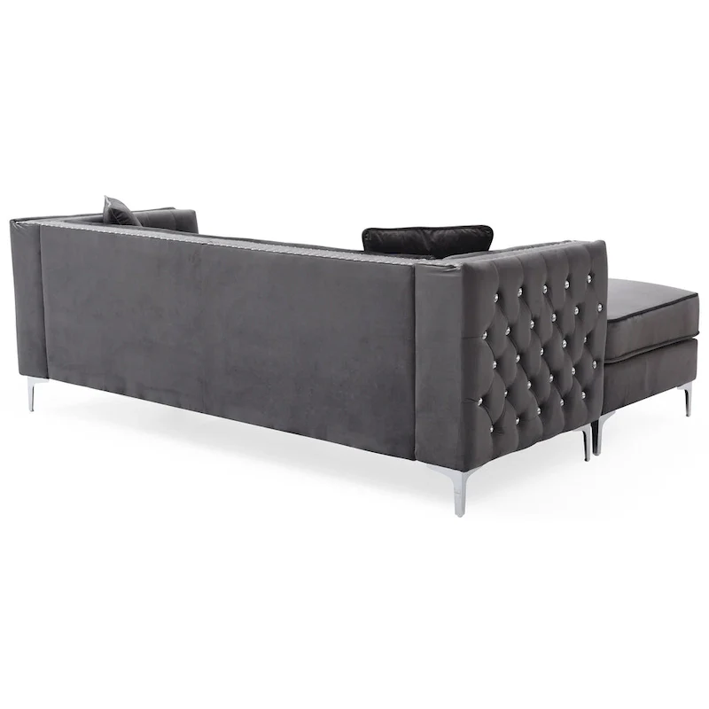 Paige Velvet Tufted Sofa with Chaise