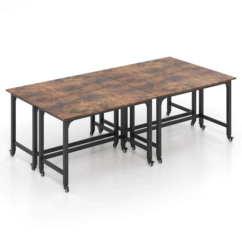 Costway 1/2/4 PCS Rolling Computer Desk Metal Frame PC Laptop Table