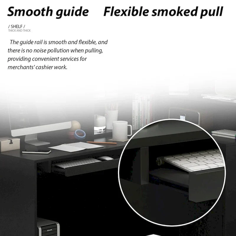 Timechee 55.9W 48.4H L-Shape Wood Reception Desk Drawer With Lock