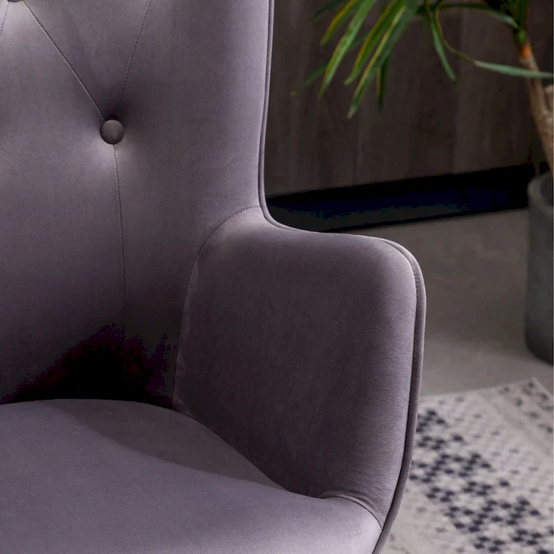 Button-tufted High-back Velvet Accent Chair
