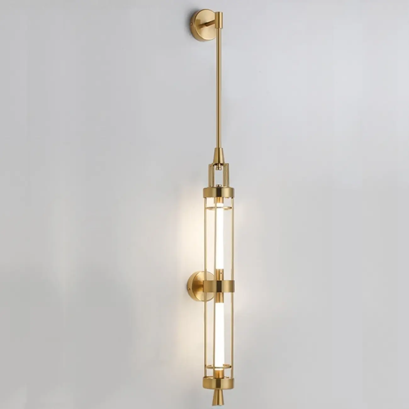 Gold Cylinder Wall Sconce Lamp with 2 LED Bulbs Warm Light