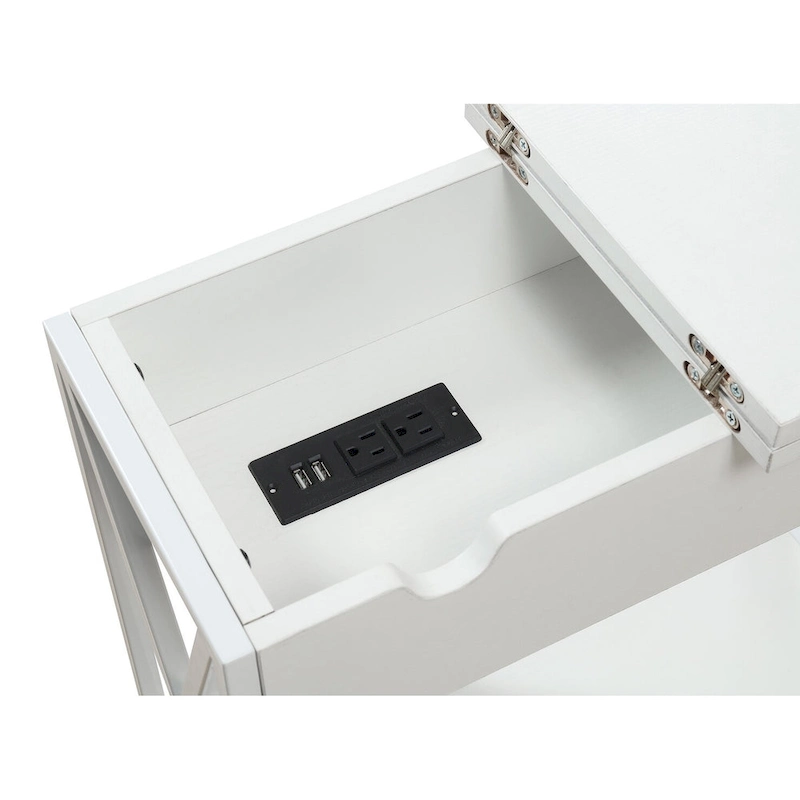 Convenience Concepts Tucson Flip Top End Table with Charging Station and Shelf