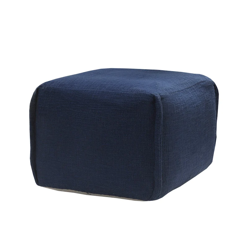 Sevita Handcrafted Solid Navy Pleated Pouf