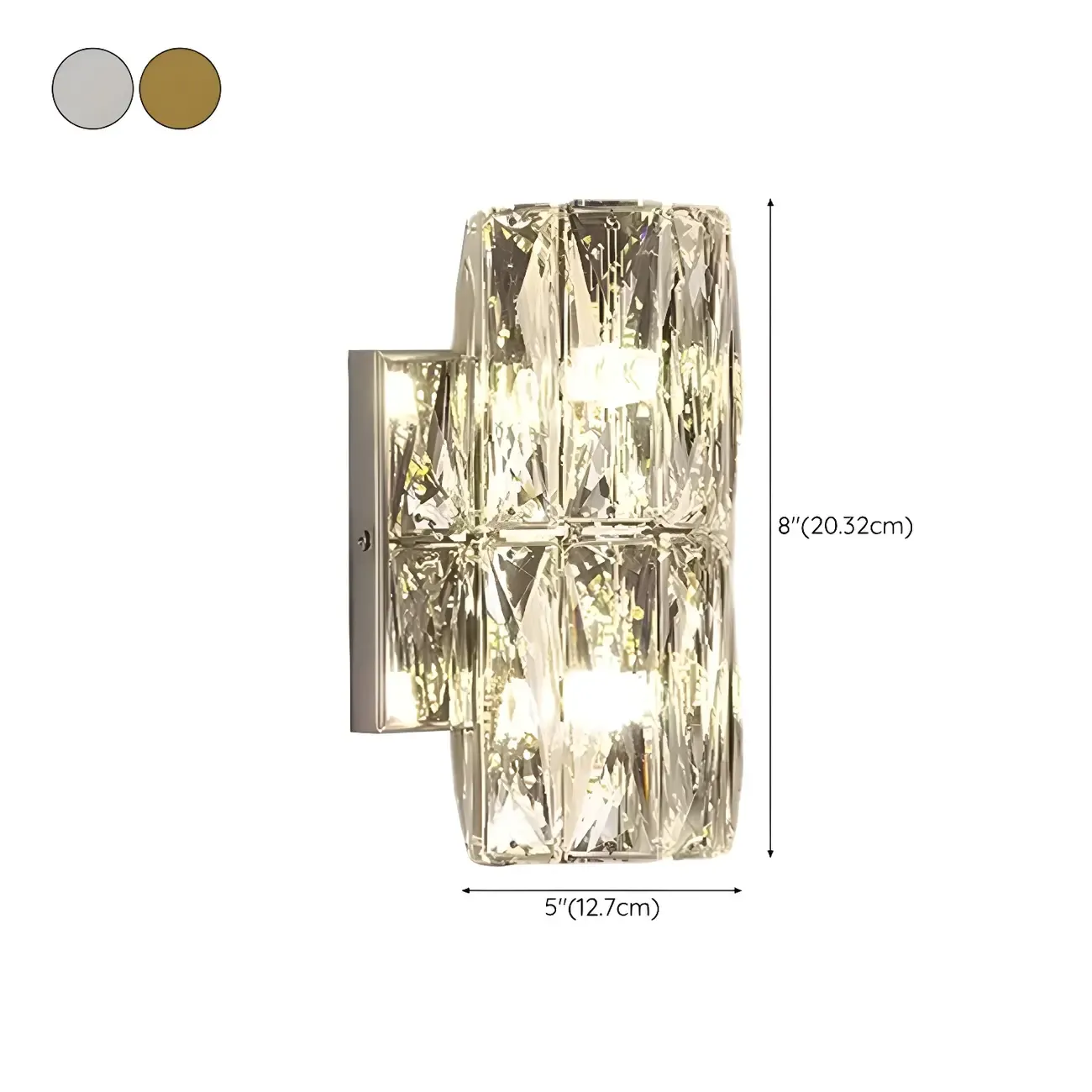 Modern 4-Light Chrome Crystal Cylinder Wall Sconce Light Fixture