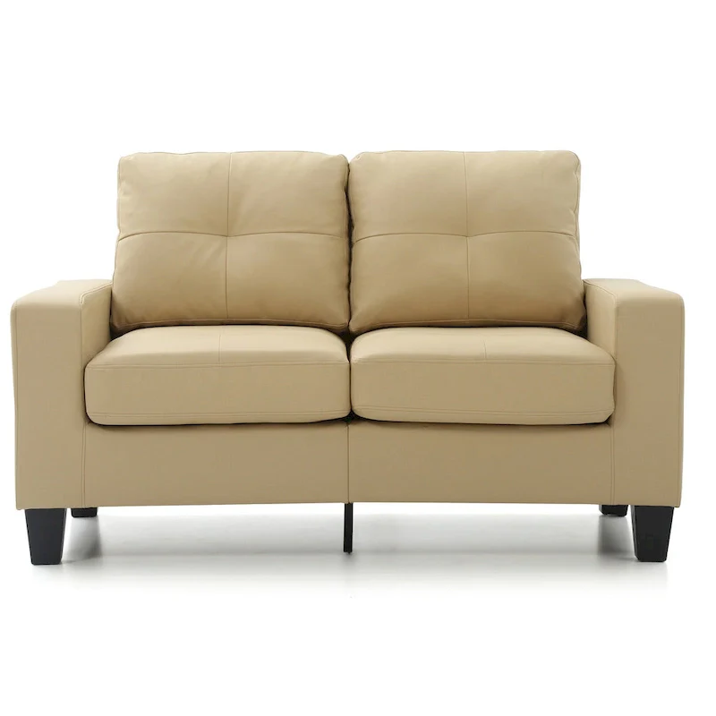 Newbury 58 in. W Flared Arm Faux Leather Straight Sofa - 32L x 58W x 36H