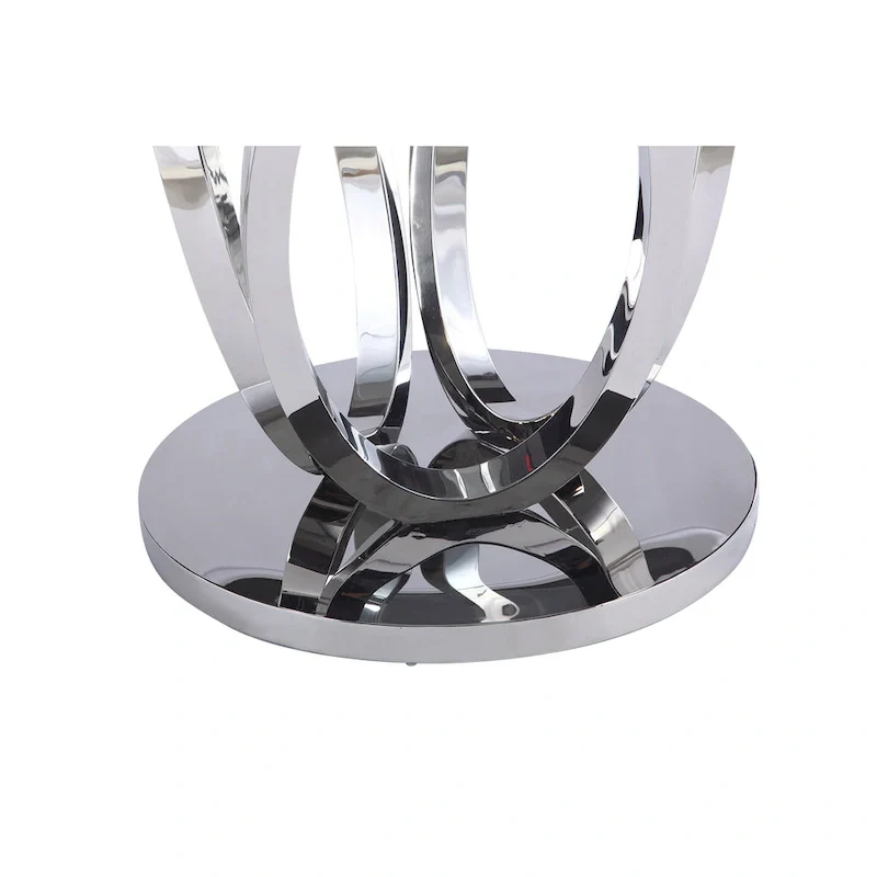 Somette Ema Round Glass Top Dining Table - Steel