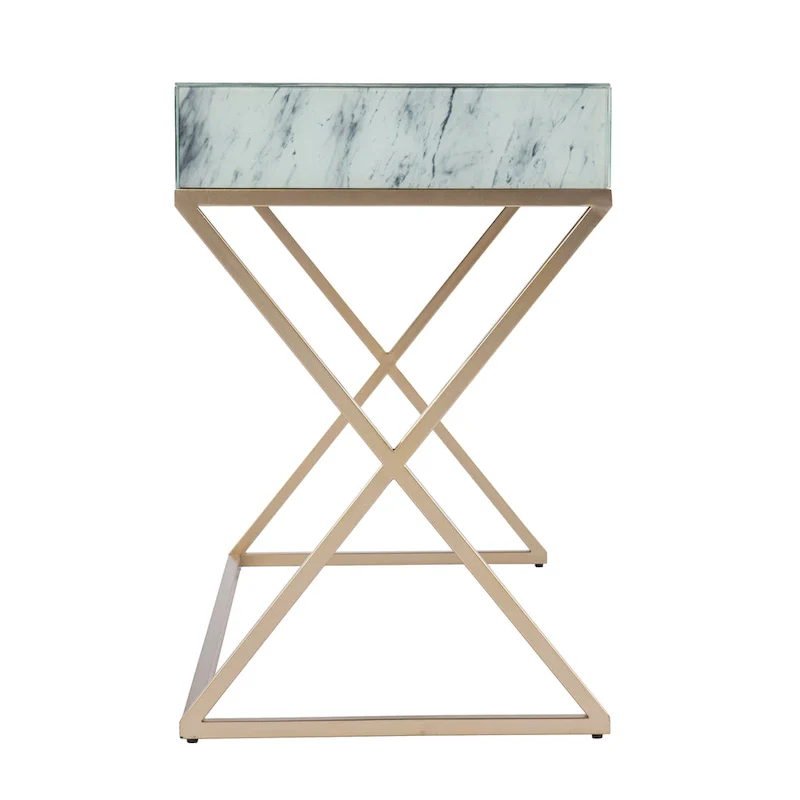 Kewen Glam White Stone Writing Desk