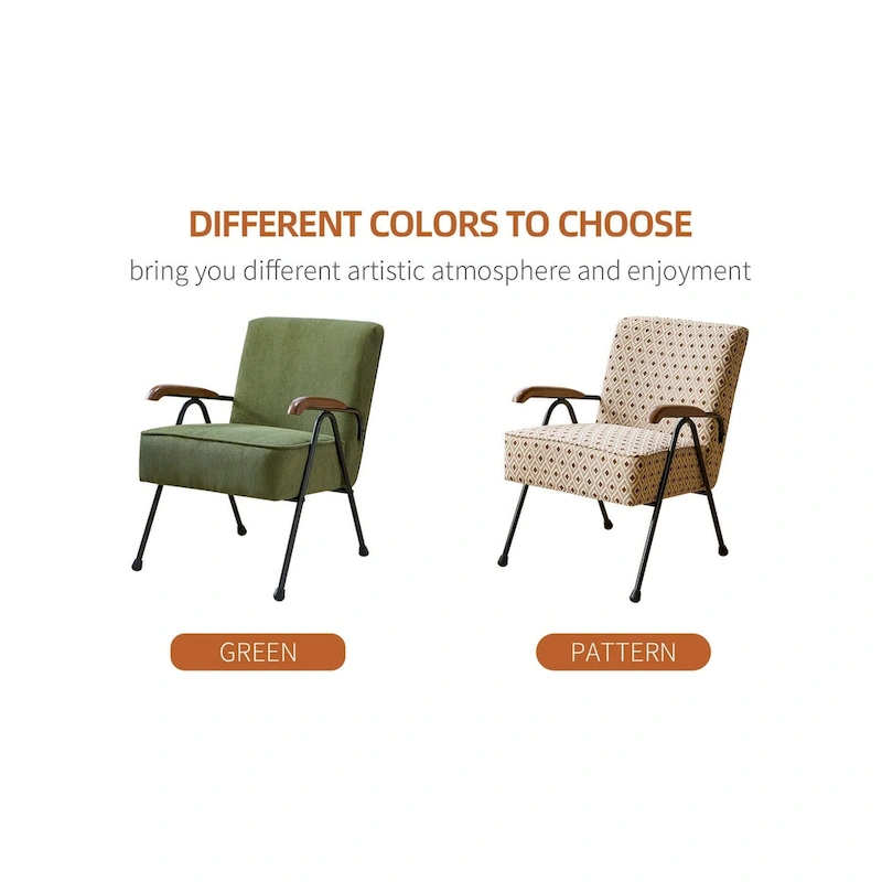 Green Modern 20 High Back Upholstered Accent Chair with Metal Legs