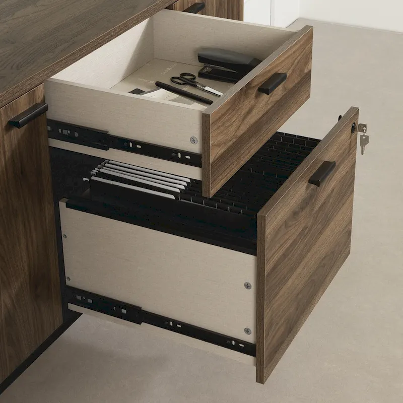 2-Door Office Credenza with File Drawer and Adjustable Shelves – Modern Style