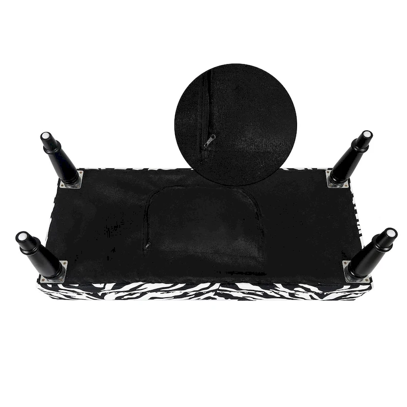 Adeco Cow Print Fabric Rectangular Bench Ottoman