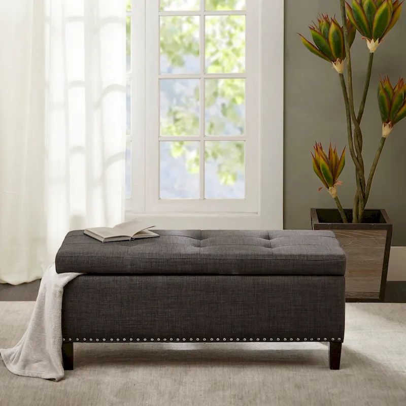 Charcoal Tufted Top Soft Close Storage Bench