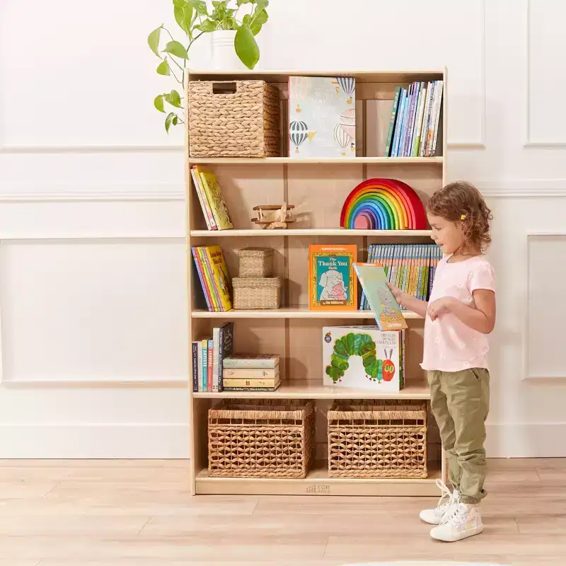 ECR4Kids Wooden Classic Bookcase with Adjustable Shelves, 60in, Classroom Bookshelf