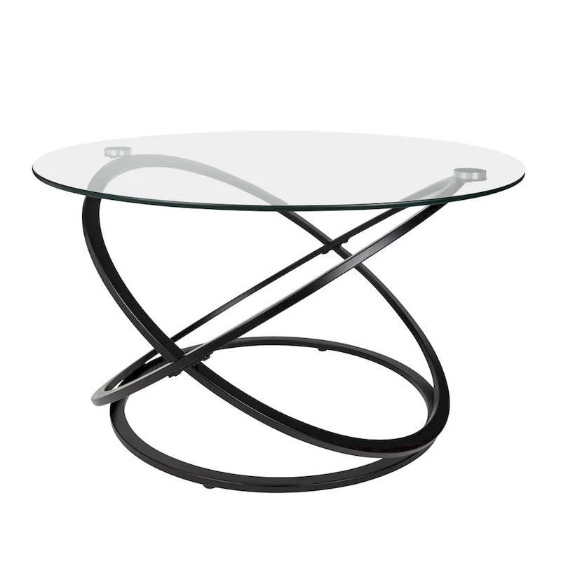 Galaxy Cross Base Tempered Glass Round Coffee Table
