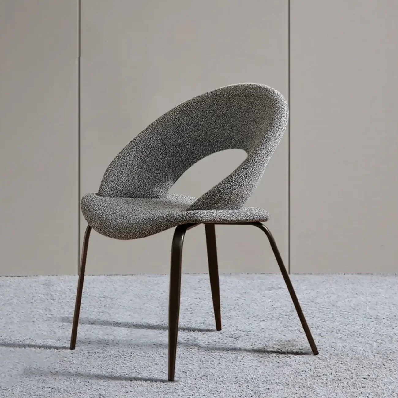Mid Century Modern Linen Dining Chair with Steel Legs