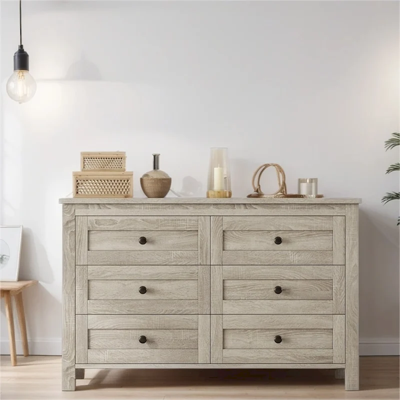 Farmhouse Style Wooden Dresser with 6 Drawer