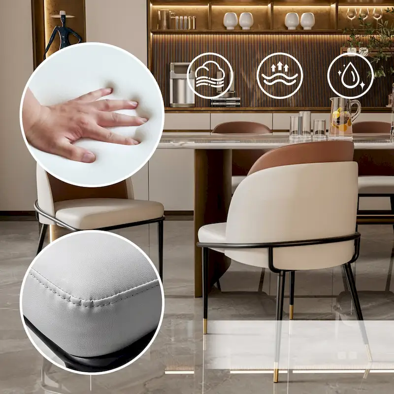 Set of 2 Microfiber Leather Upholstered Dining Chairs with Metal Legs - 20x21x32