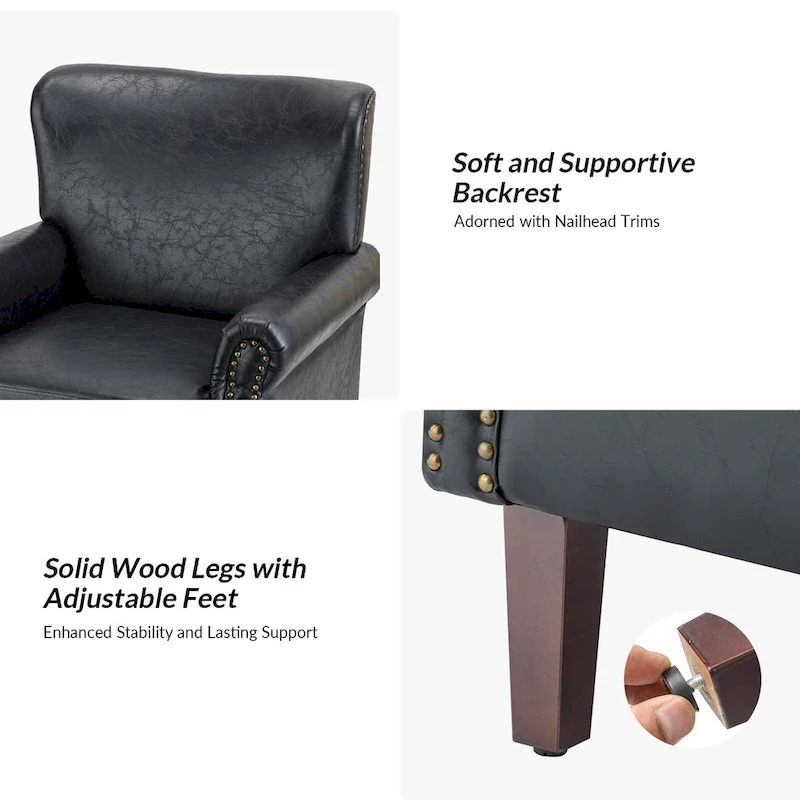 Vegan Transitional Armchair with Rolled Arms Set of 2