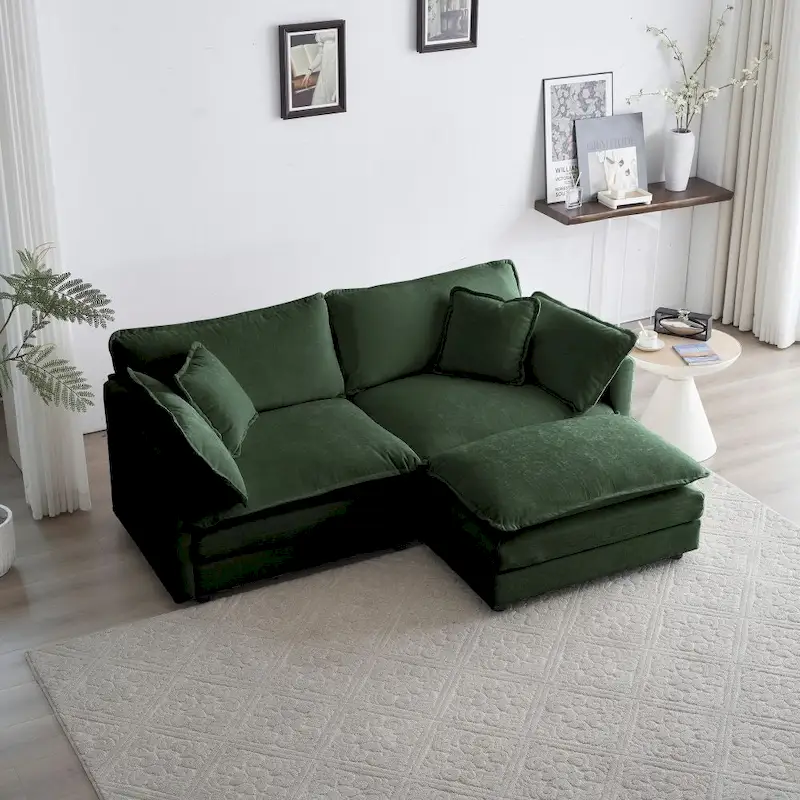 Chenille L-Shaped Modular Sectional Sofa - 2 Seater