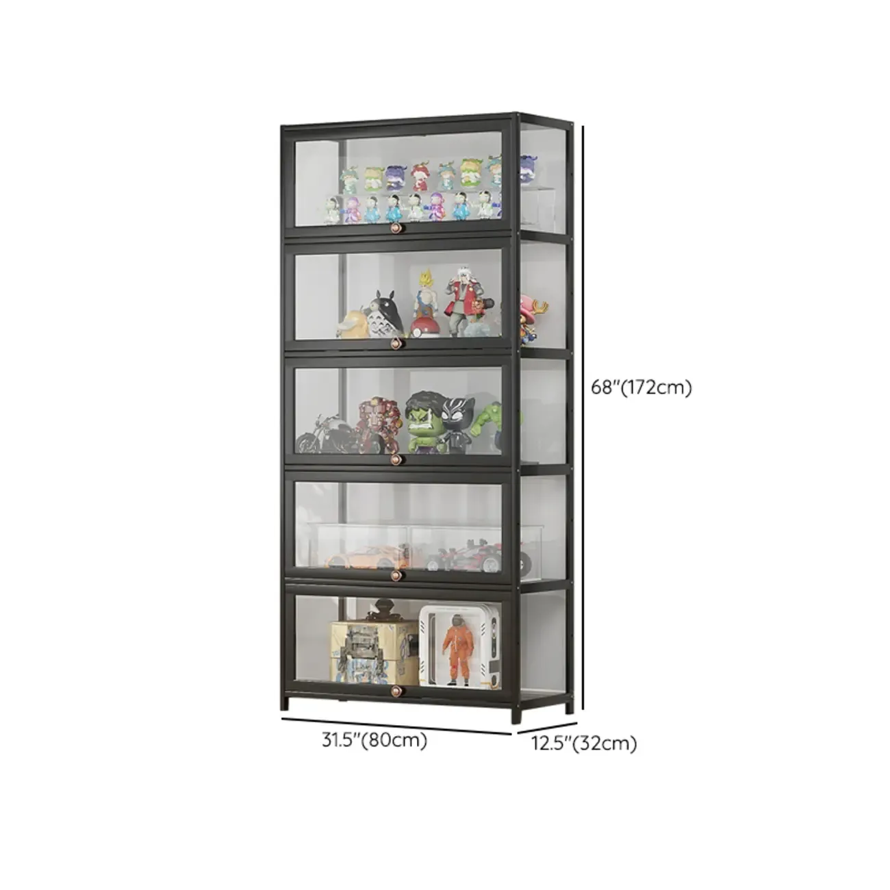 Simple Flip-up Black Clear Glass Cabinet