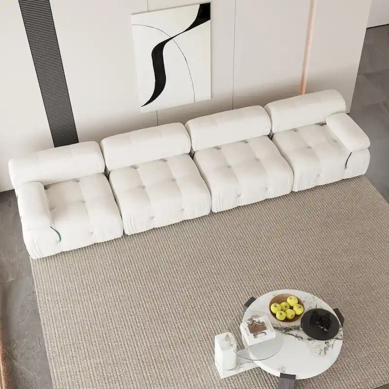 Velvet Fabric Upholstered Modular Sectional Sofa Modern Couch