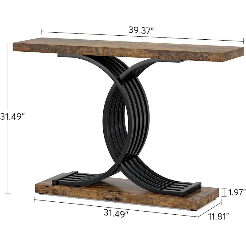 Modern Entryway Table, 39-Inch Console Accent Table, Narrow Wood Sofa Foyer Table