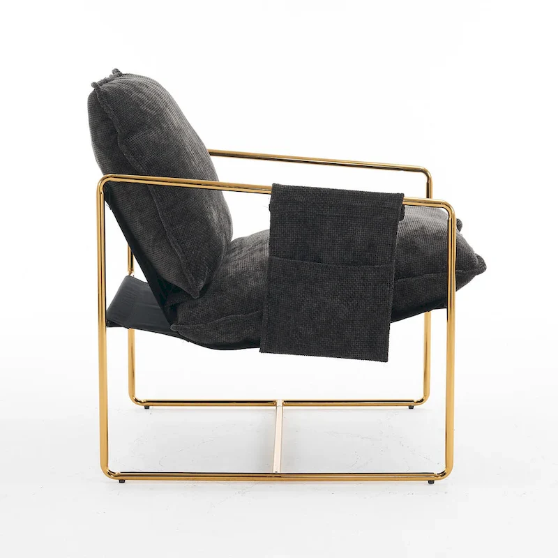 Velvet Arm Chair with Gold Metal Frame - Set of 2