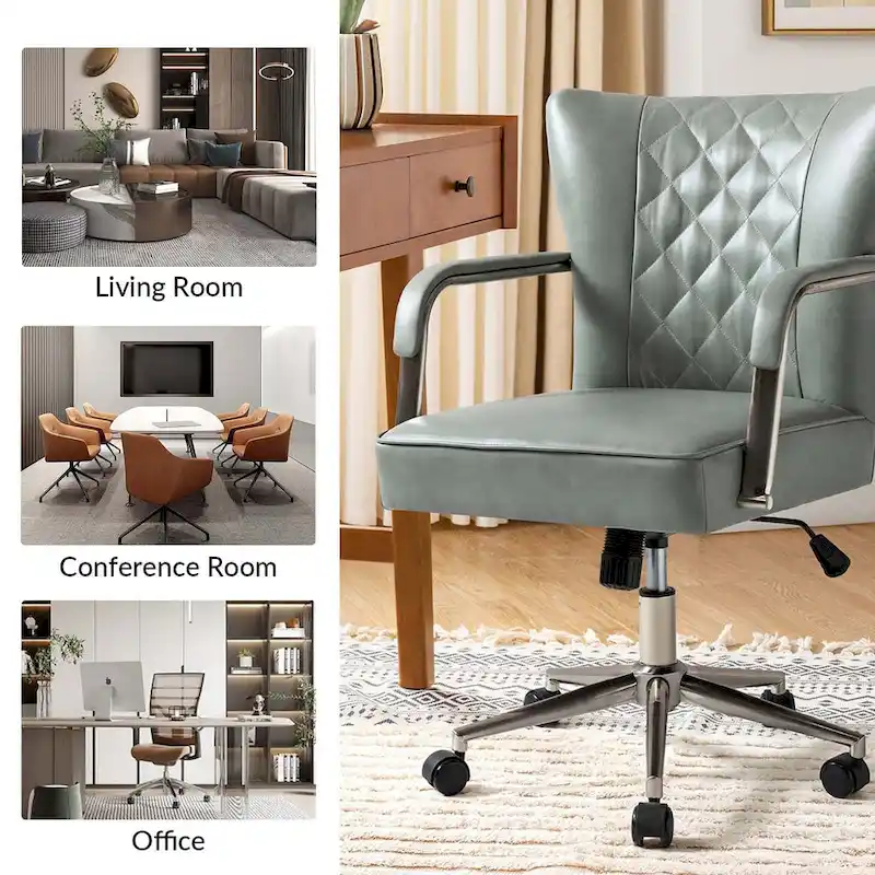 Felice Modern Swivel Height Adjustment Diamond-Tufted Office Chair by HULALA HOME