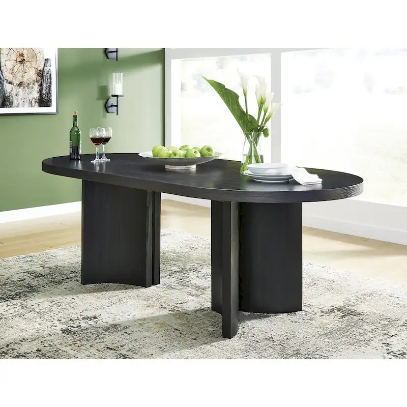 Signature Design by Ashley Rowanbeck Black Dining Table - 86.25 W x 42 D x 30.25 H