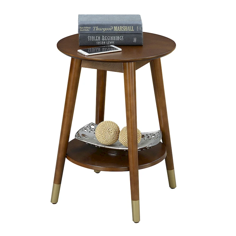 Convenience Concepts Wilson Mid Century Round End Table with Shelf