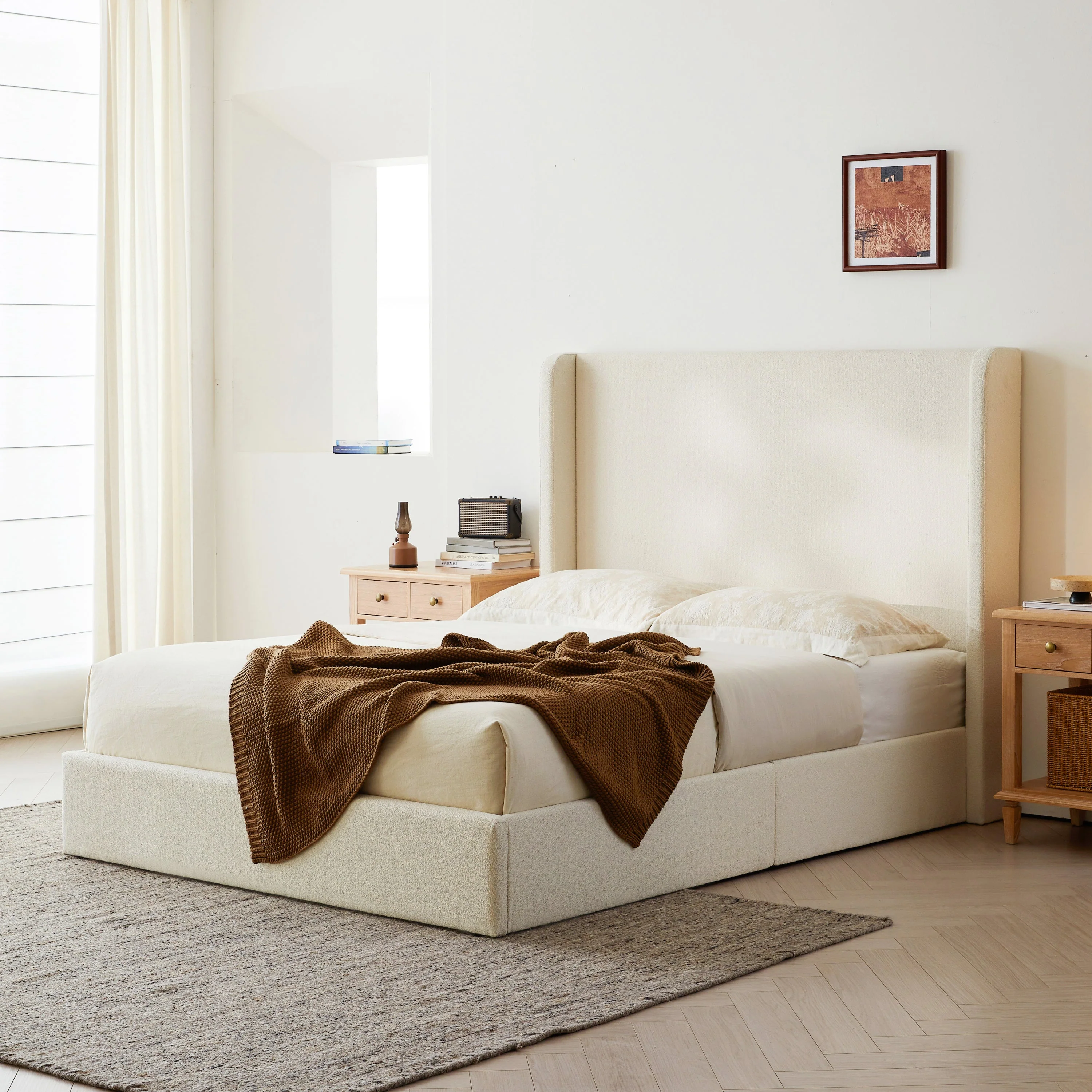 Carmen 52.3' Upholstered Wingback King Bedframe