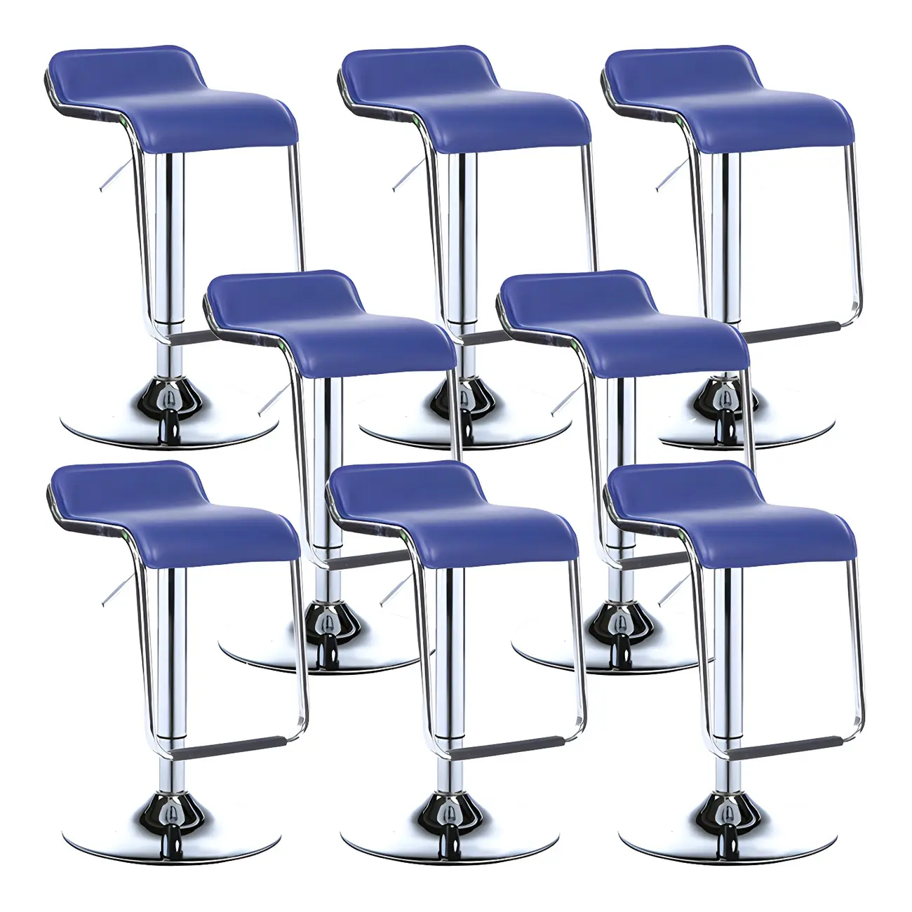 Modern Pedestal Swivel Bar Stool Adjustable Height Low Back Faux Leather