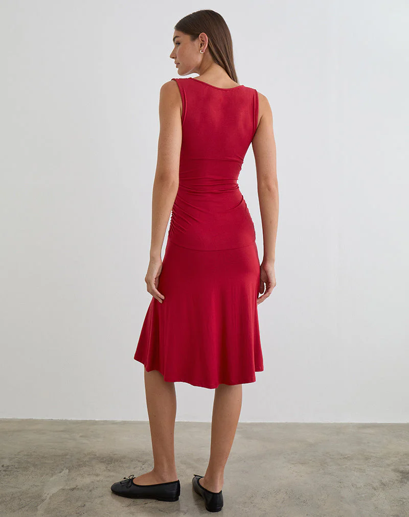 Laluma Midi Dress in Adrenaline Red