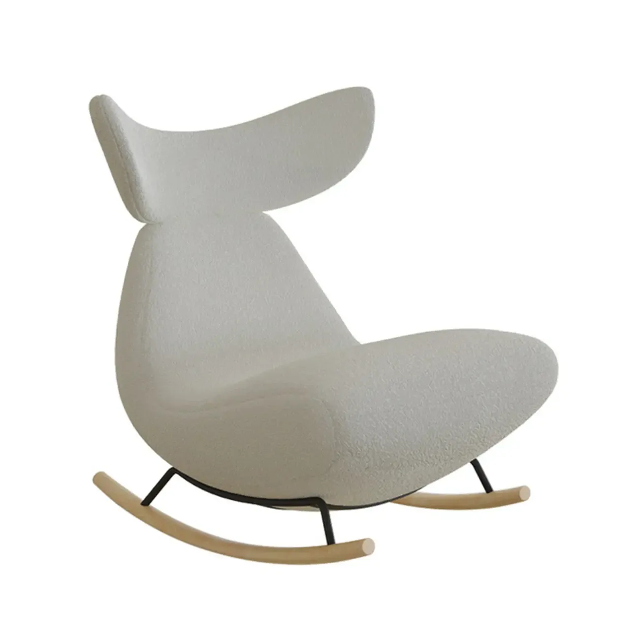 Upholstered Rocking Chair in Whale Shaped with Ottoman