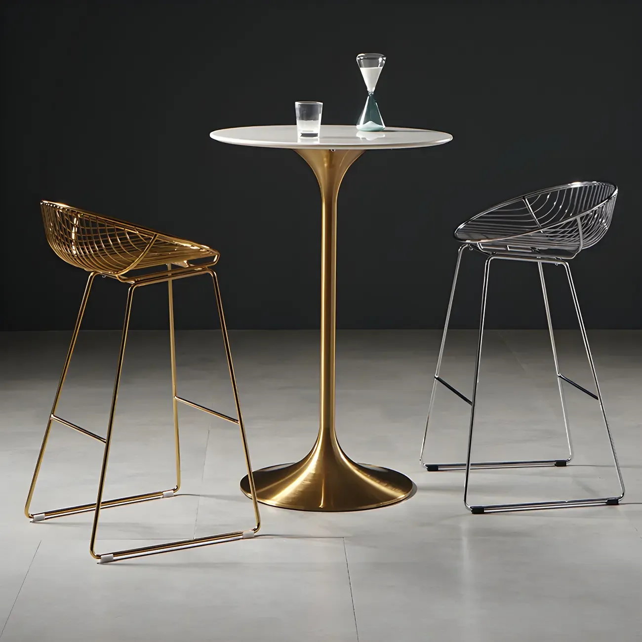Glam Round Tall Bistro Table Pedestal Base Bar Table