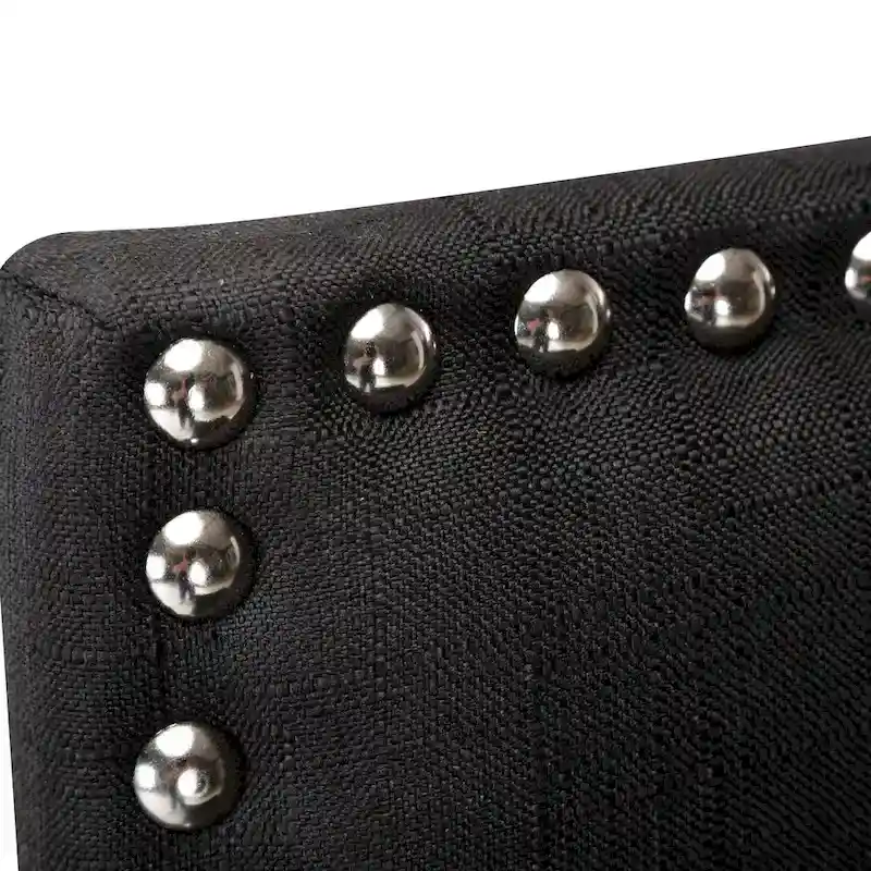 28 Inches Fabric Barstools Upholstered Bar stools Pub Chairs with Back and Silver Nailhead Trim Set of 2