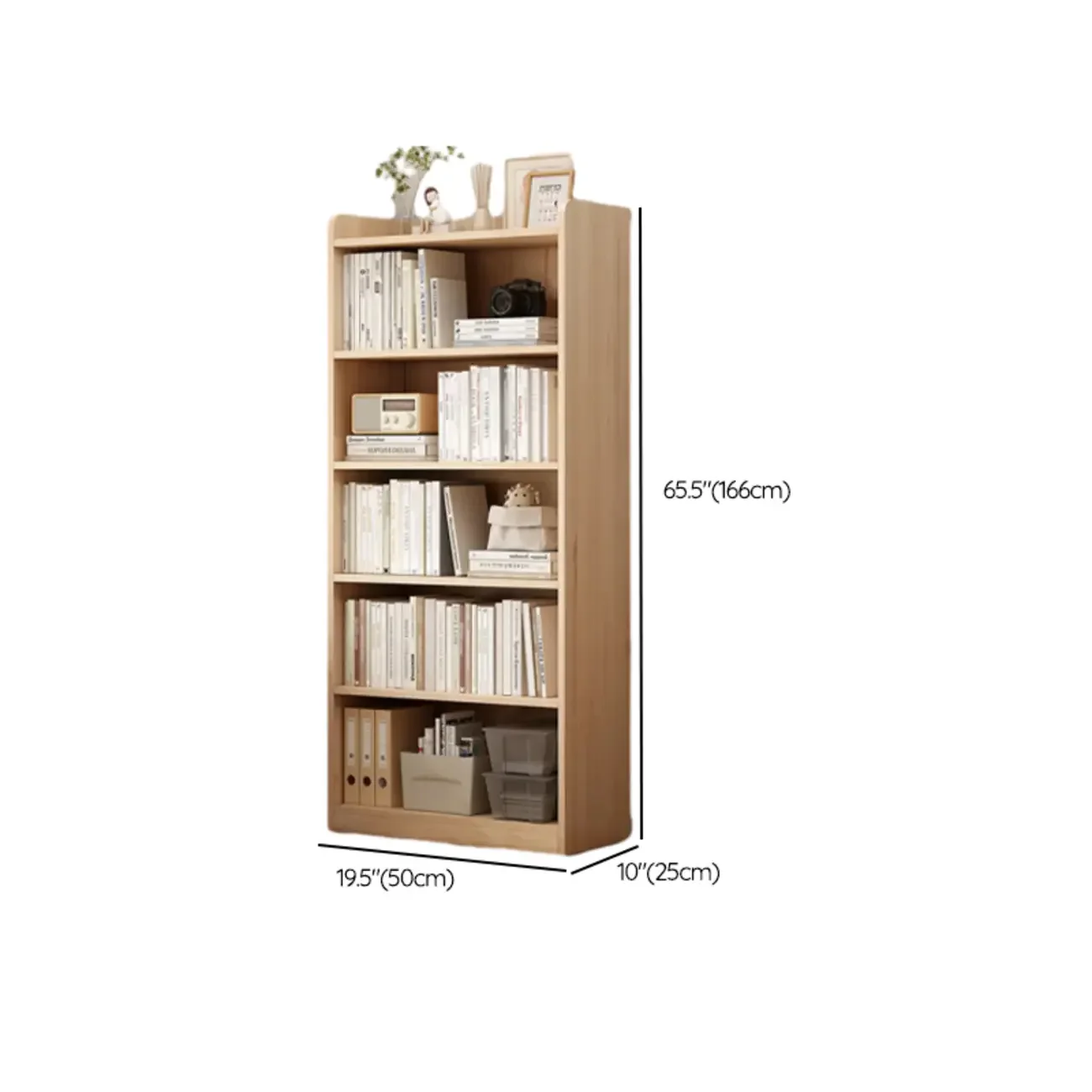 Natural Pine Vertical 6-Tier Barrister Closed Back Bookcase