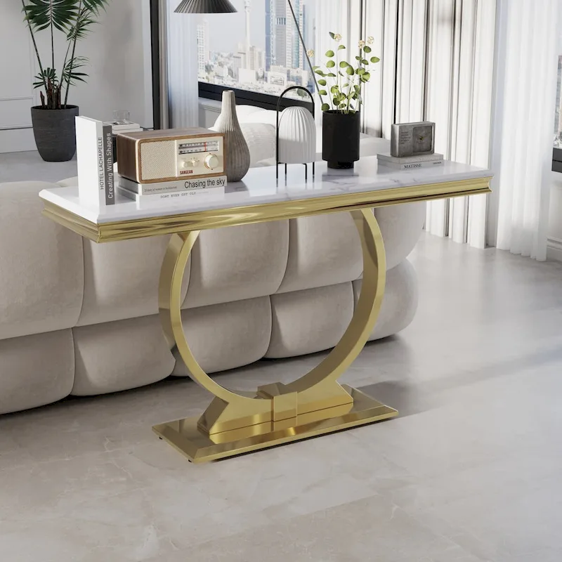50 inch Rectangle Console Table with Circle Base