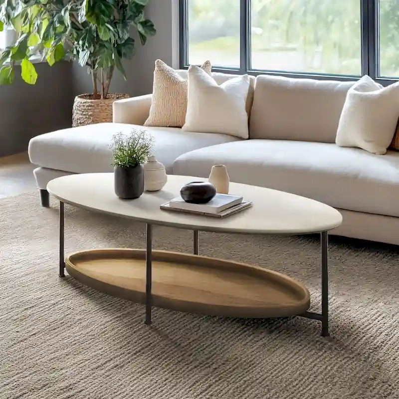 Madison Park Beaumont White/ Natural Coffee Table