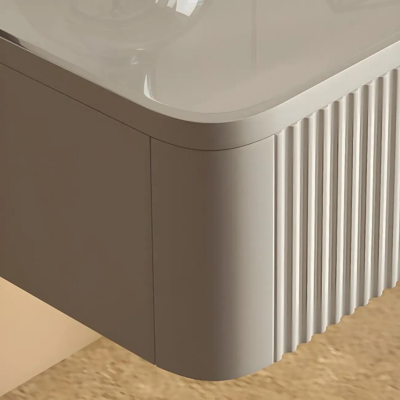 Modern Grey Wood Floating Nightstand with Glass Top