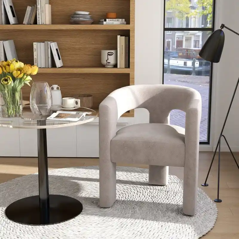 SEYNAR Modern Glam Velvet Upholstered Dining Chair, Open-Back Accent Chair